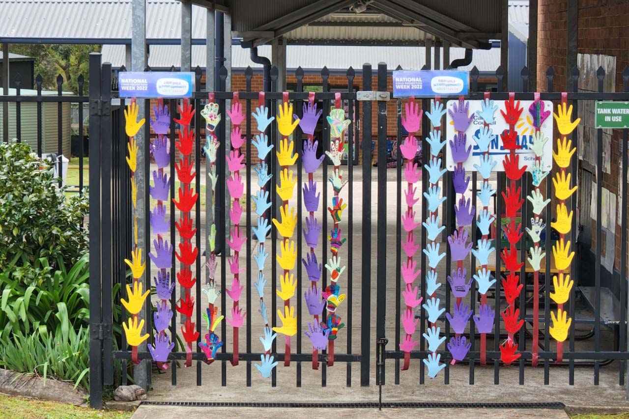 St Joseph's Dungog decorated gate for Child Protection Week 22
